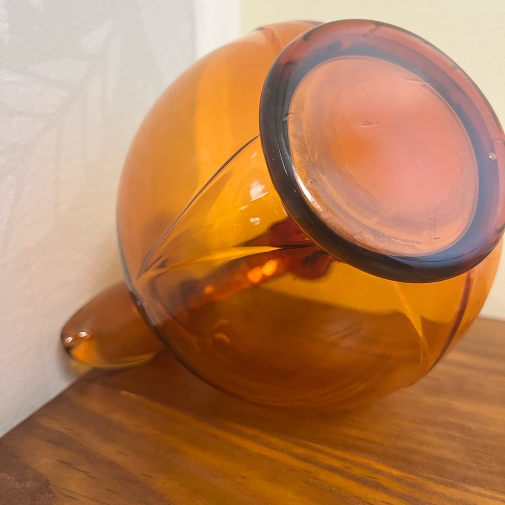 Vintage Cambridge Amber Glass Tilt Ball Cordial Decanter w/2 Glasses - Picture 8 of 13